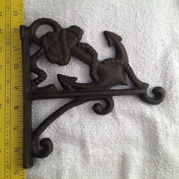Anchor Plant Hanger Rustic Brown Raw Cast Iron Nautical 7 1/2" tall 0170-09513 R - Picture 16 of 16